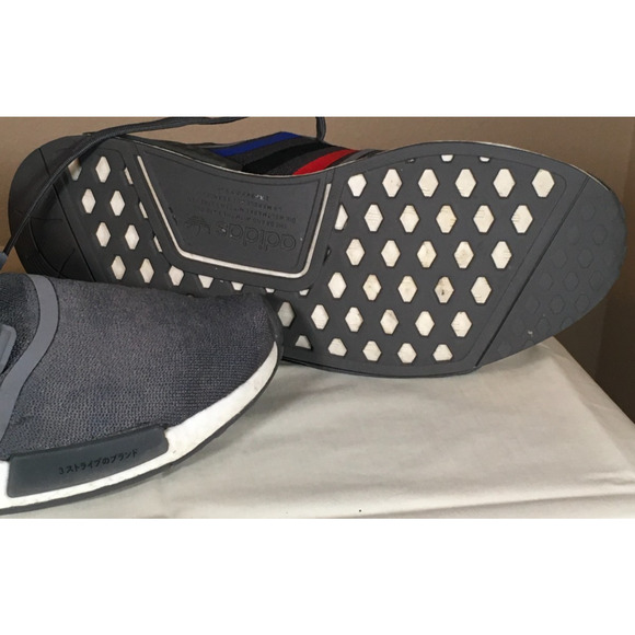 "Adidas NMD R1 Grey Scarlet Blue FZ5708 Men's 13 Excellent Used Boost Comfort" - Picture 12 of 13